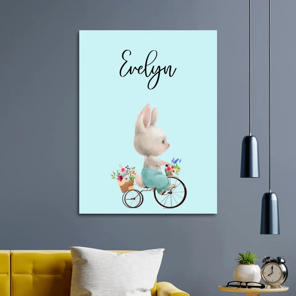 Coniglietto personalizzato in bicicletta