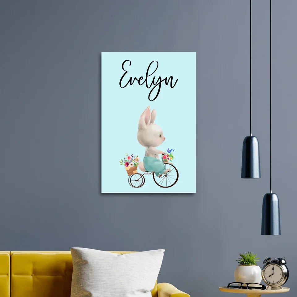 Coniglietto personalizzato in bicicletta