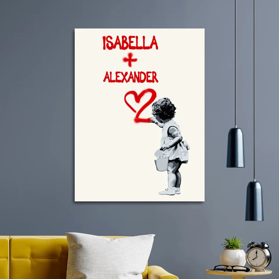 Banksy Girl Wall Art Personalizzabile
