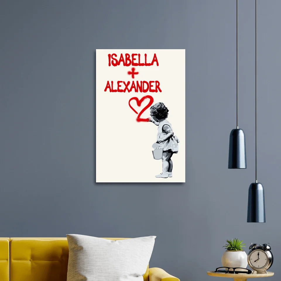 Banksy Girl Wall Art Personalizzabile